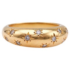 Retro Van Cleef and Arpels Diamond 18k Yellow Gold Starburst Dome Ring