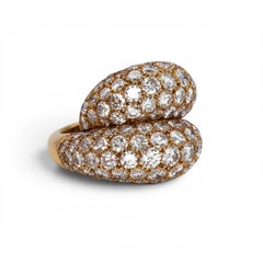 Vintage Van Cleef and Arpels Diamond and Gold Double Bombé Ring, Circa 1980