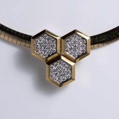 Vintage Van Cleef & Arpels 1.14 Carat Diamond Honeycomb Trio Yellow Gold Pendant