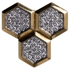 Vintage Van Cleef & Arpels 1.14 Carat Diamond Honeycomb Trio Yellow Gold Pendant