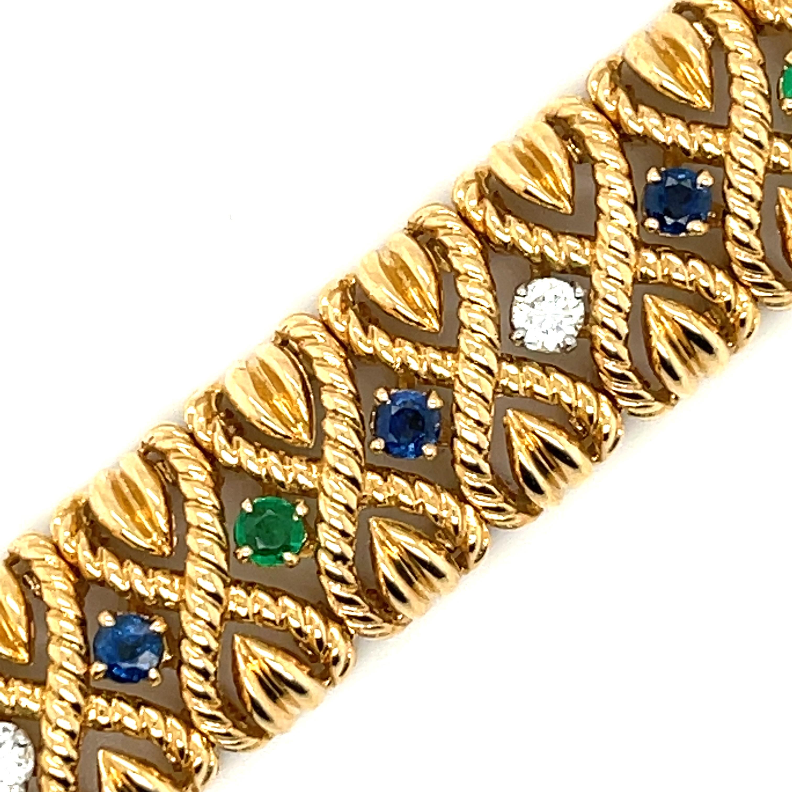 Modern Vintage Van Cleef & Arpels 18 Karat Gold Gem Set Diamond Braided Bracelet