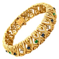 Vintage Van Cleef & Arpels 18 Karat Gold Gem Set Diamond Braided Bracelet