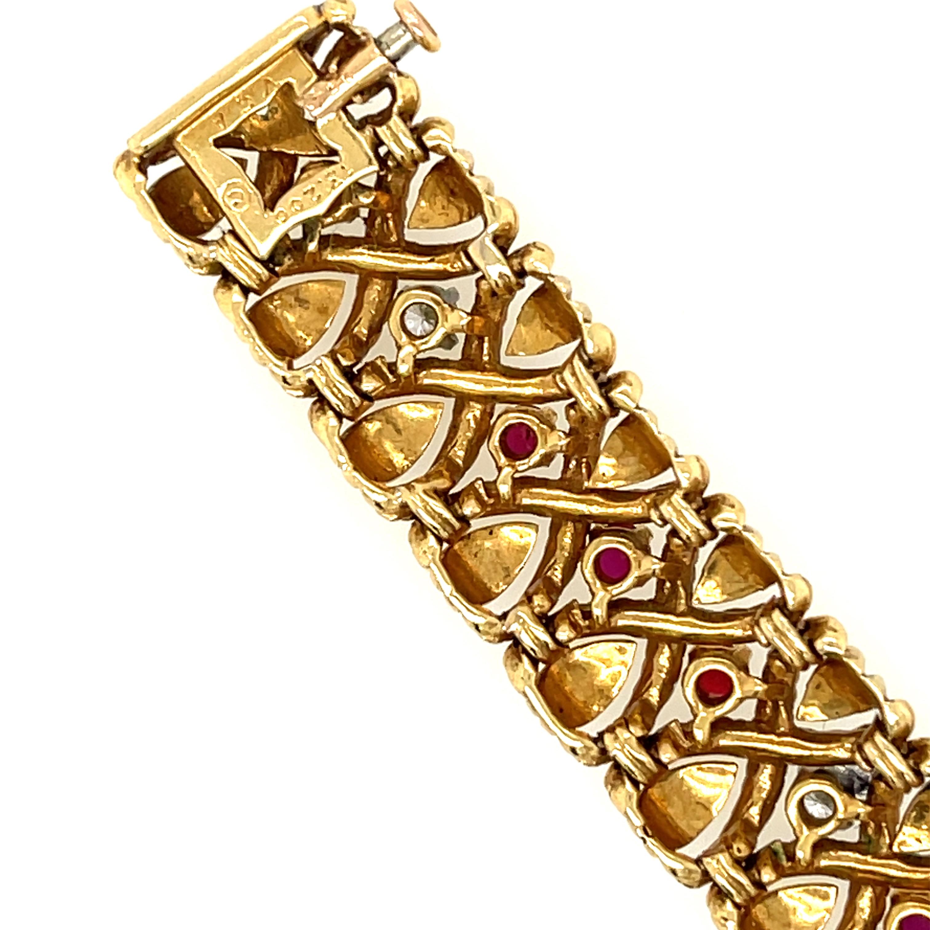 Modern Vintage Van Cleef & Arpels 18 Karat Gold Ruby Diamond Braided Bracelet