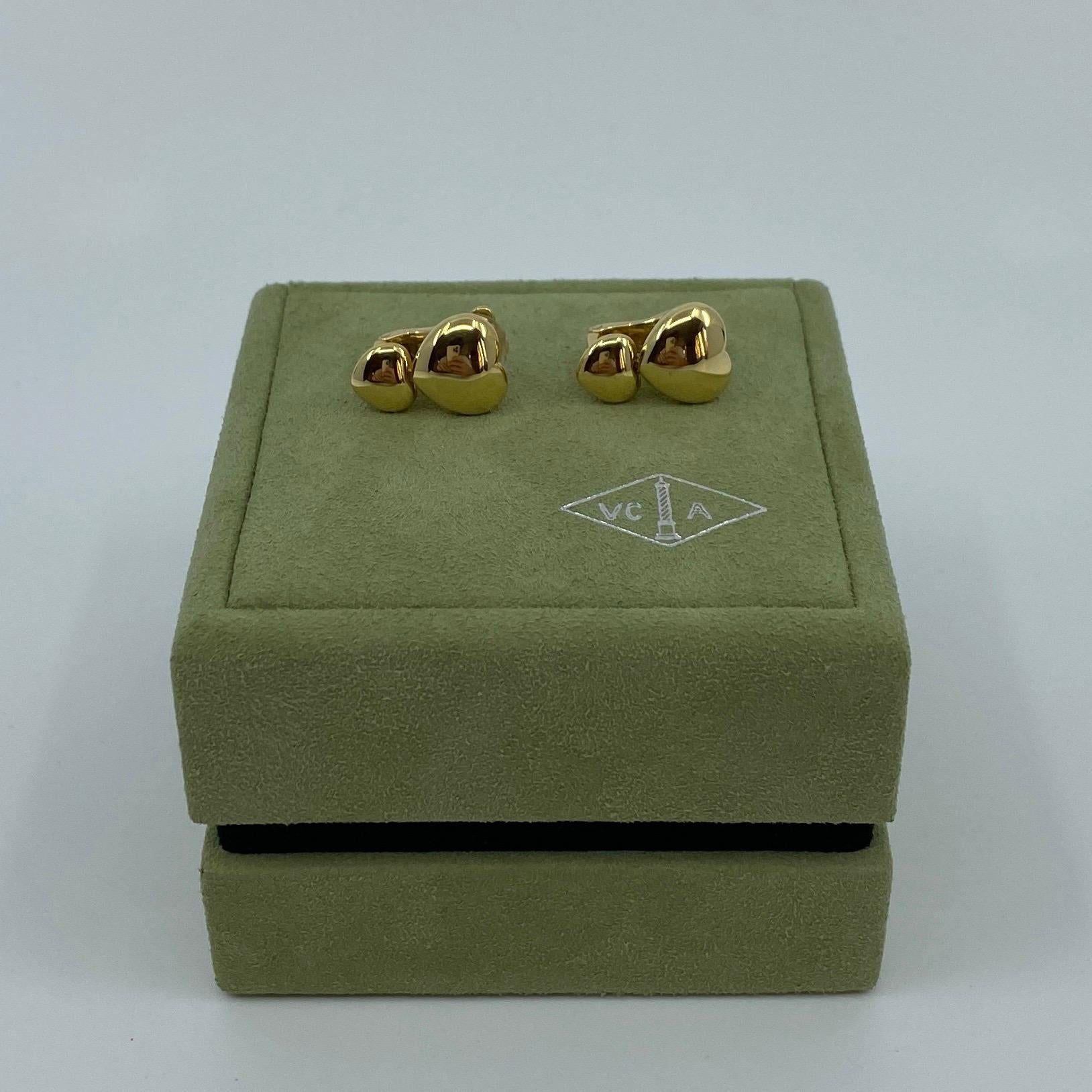 Vintage Van Cleef & Arpels 18 Karat Yellow Gold Double Heart Earrings Clip on 1