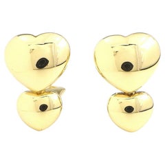Used Van Cleef & Arpels 18 Karat Yellow Gold Double Heart Earrings Clip on