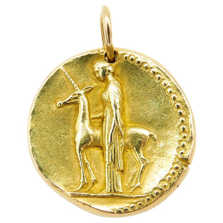 Vintage Van Cleef and Arpels 18 Karat Yellow Gold Virgo Zodiac Pendant
