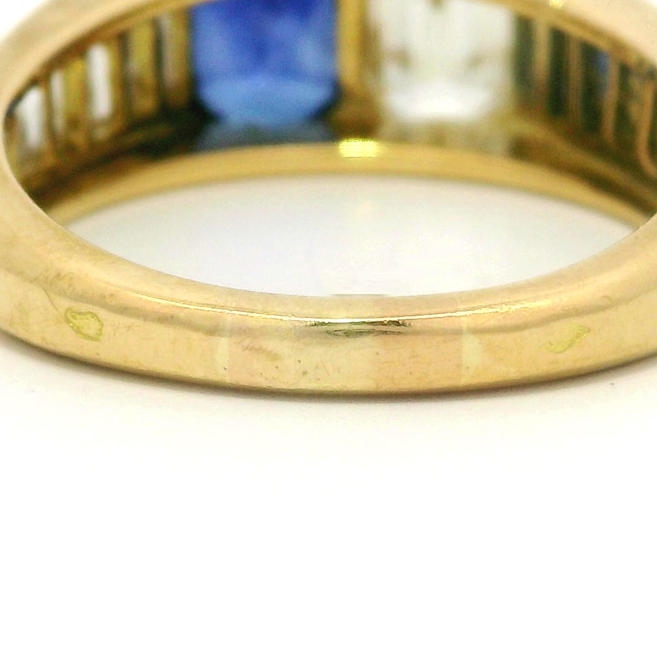 Van Cleef & Arpels 18k Gold 3.4 Karat Saphir-Diamant-Smaragdschliff-Ring im Angebot 7