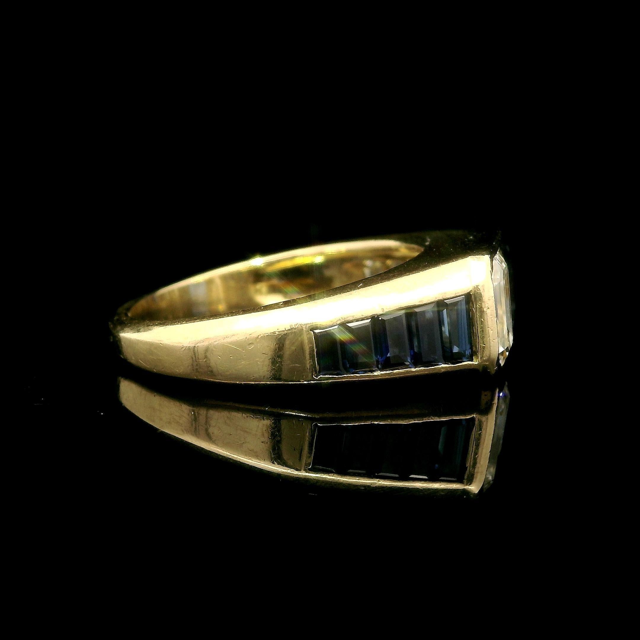Van Cleef & Arpels 18k Gold 3.4 Karat Saphir-Diamant-Smaragdschliff-Ring im Angebot 5