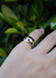 Vintage Van Cleef & Arpels 18k Gold Blue Enamel Ring