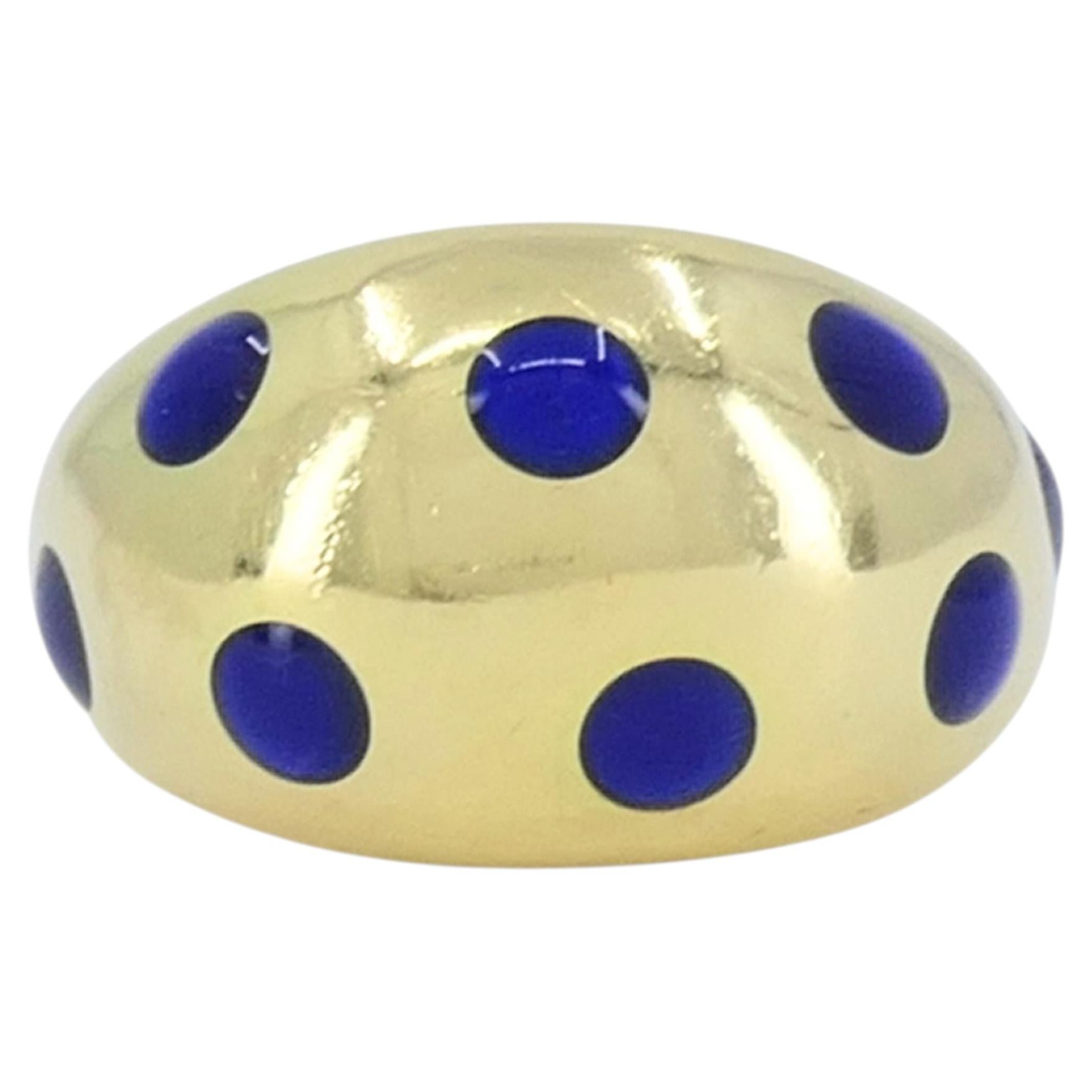 Vintage Van Cleef & Arpels 18k Gold Blue Enamel Ring
