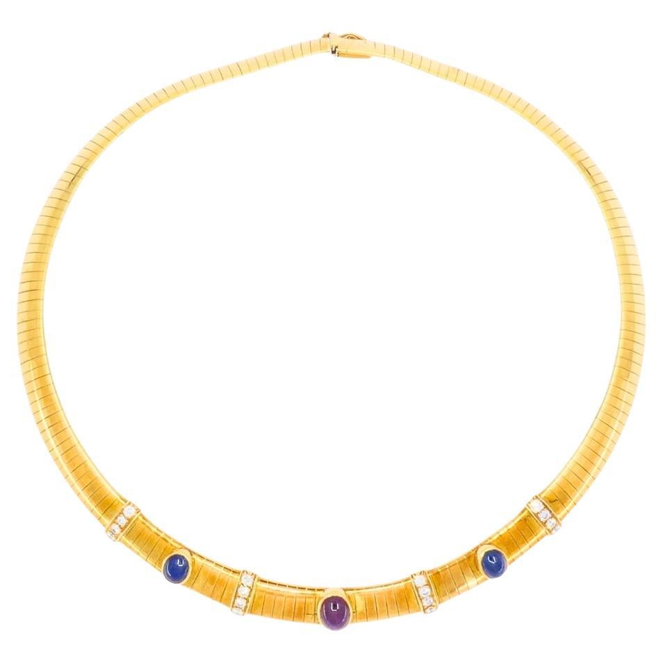 Vintage Van Cleef & Arpels Collana in oro 18k Zaffiri Rubino Diamanti