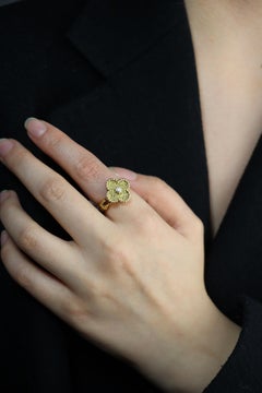 Vintage Van Cleef & Arpels 18K Gold Diamond Alhambra Ring