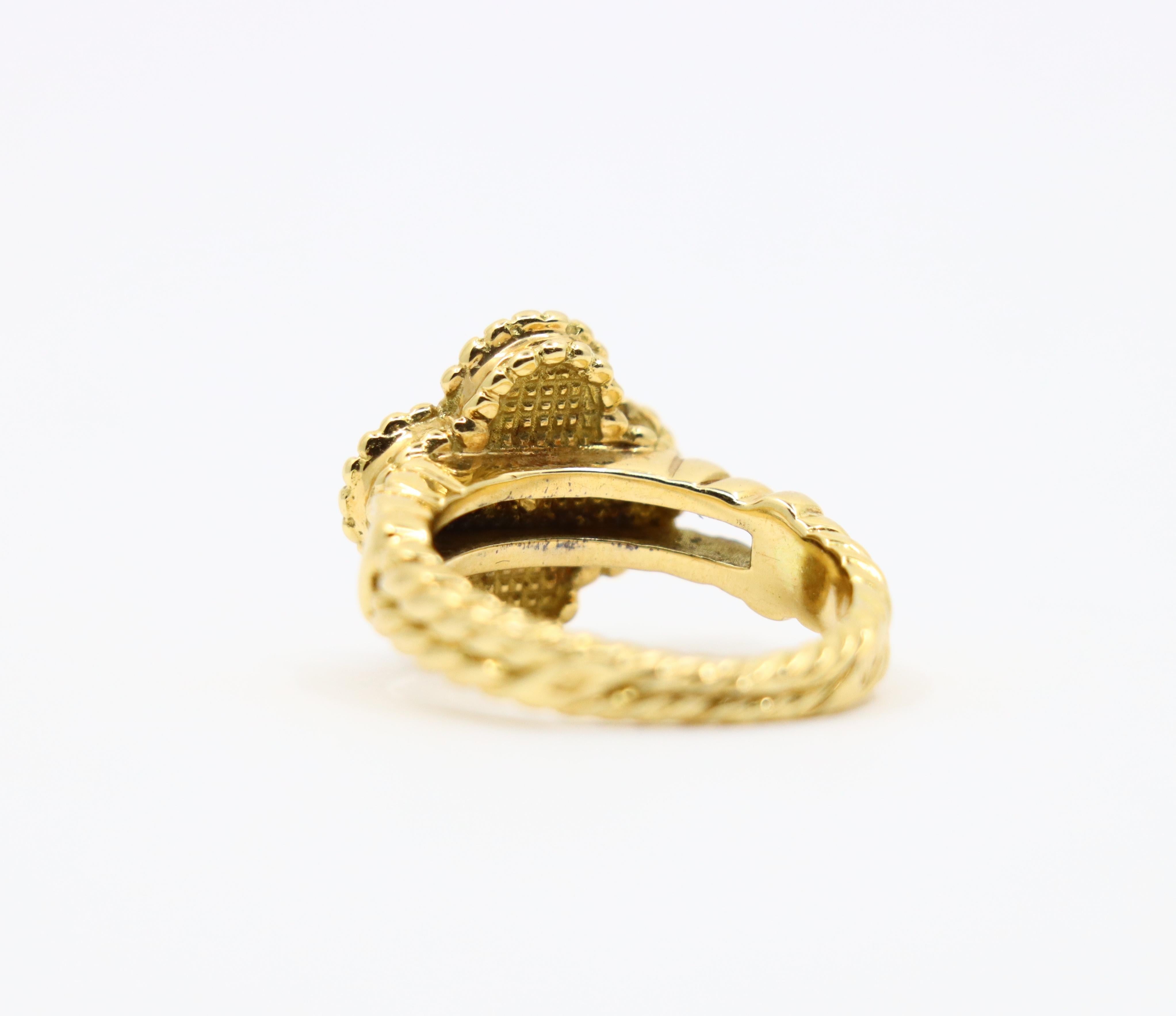 Vintage Van Cleef & Arpels 18K Gold Diamond Alhambra Ring 3