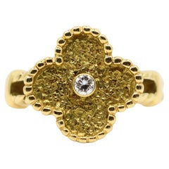 Vintage Van Cleef & Arpels 18K Gold Diamond Alhambra Ring