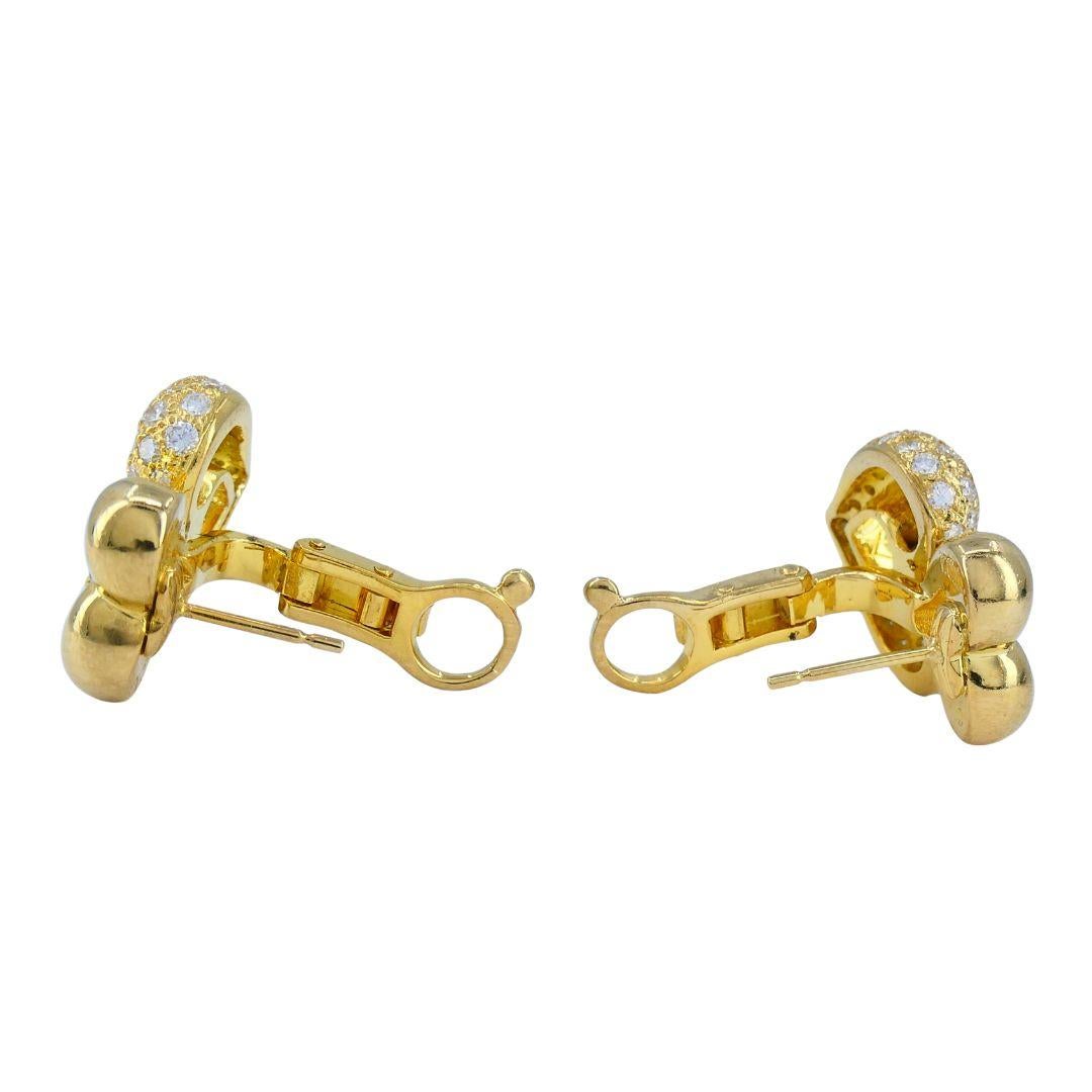 Vintage Van Cleef & Arpels 18k Gold Diamond Double Heart Ohrringe im Angebot 4