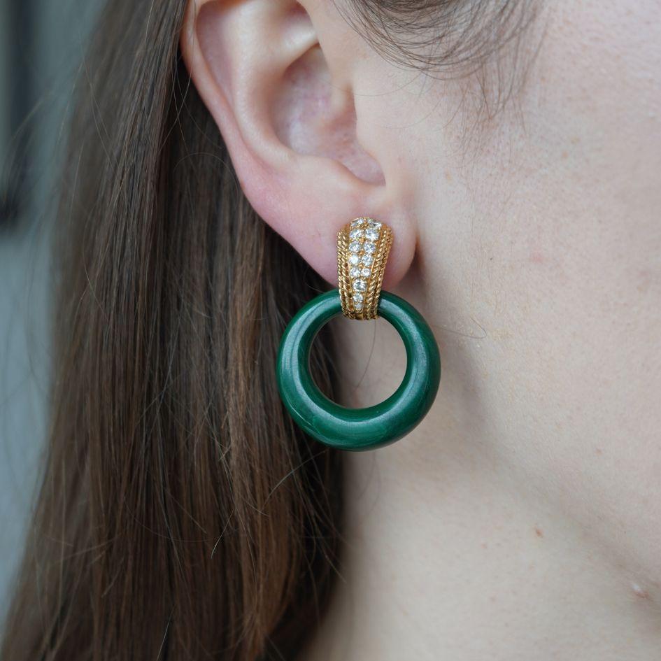 Vintage Van Cleef & Arpels 18k Gold Diamond Gemstone Interchangeable Earrings In Good Condition For Sale In Beverly Hills, CA