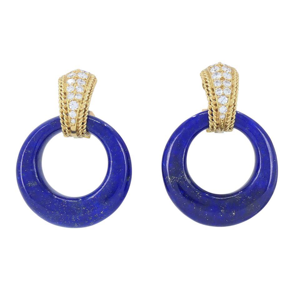 Vintage Van Cleef & Arpels 18k Gold Diamond Gemstone Interchangeable Earrings For Sale 1