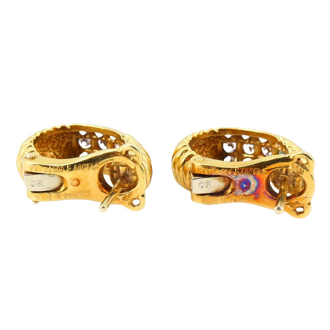 Vintage Van Cleef & Arpels 18k Gold Diamant Huggie Ohrringe im Angebot 6