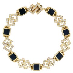 Vintage Van Cleef & Arpels 18k Gold Diamond Onyx Bracelet