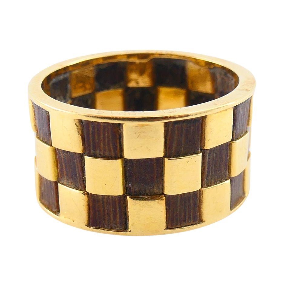 da uomo o donna Anello Vintage Van Cleef & Arpels in oro 18k con fascia in legno 5,5 in vendita