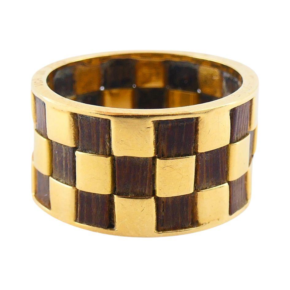 Anello Vintage Van Cleef & Arpels in oro 18k con fascia in legno 5,5 in vendita 1