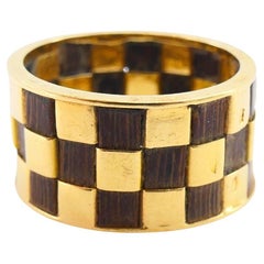 Van Cleef & Arpels, bague jonc vintage en bois et or 18 carats, taille 5,5