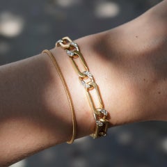 Vintage Van Cleef & Arpels 18k Two-tone Gold Diamond Link Bracelet