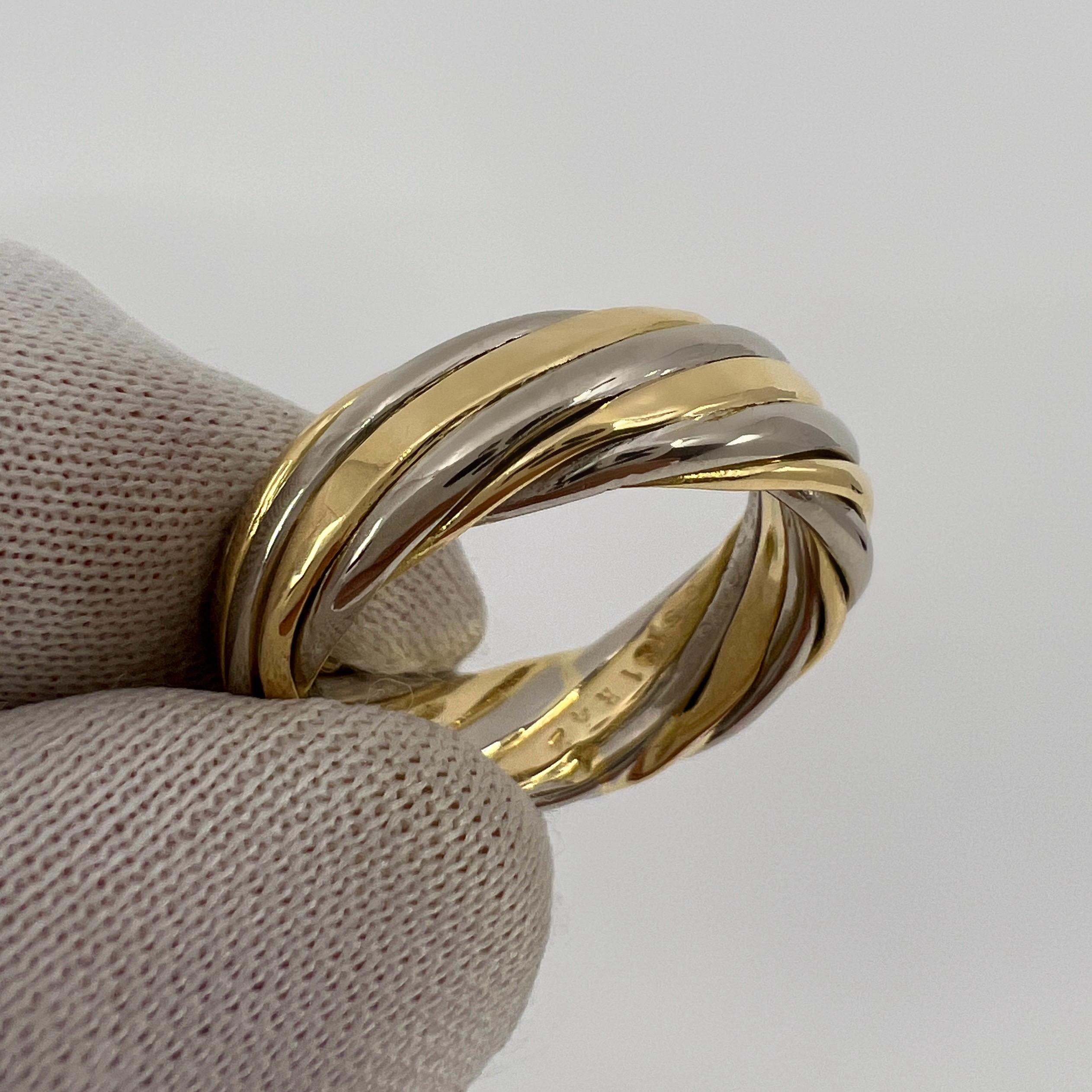 Vintage Van Cleef & Arpels 18k White And Yellow Gold Twist Swirl Band Ring 6mm 2