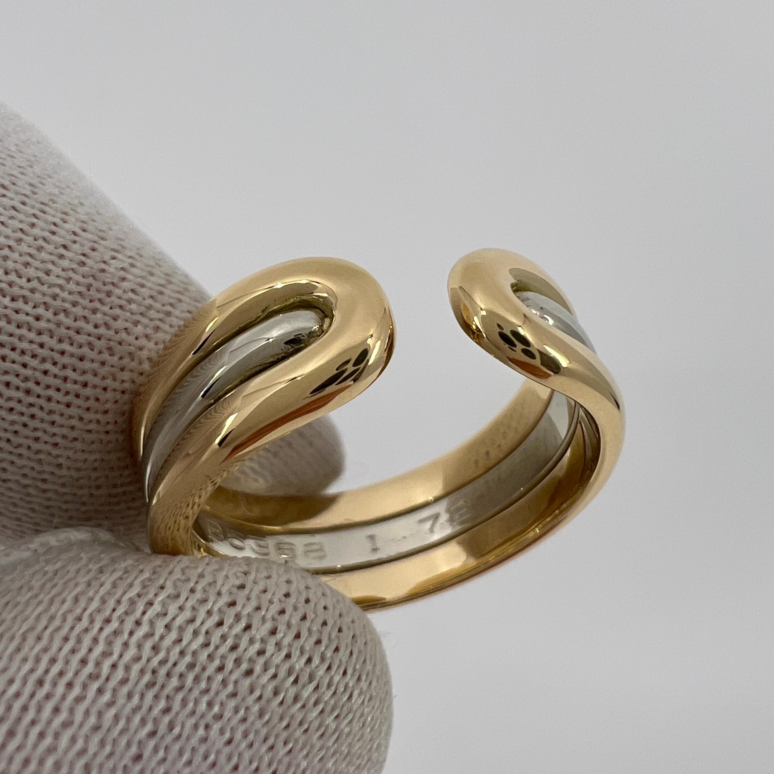 Vintage Van Cleef & Arpels 18k White & Yellow Gold Open Band Ring 7