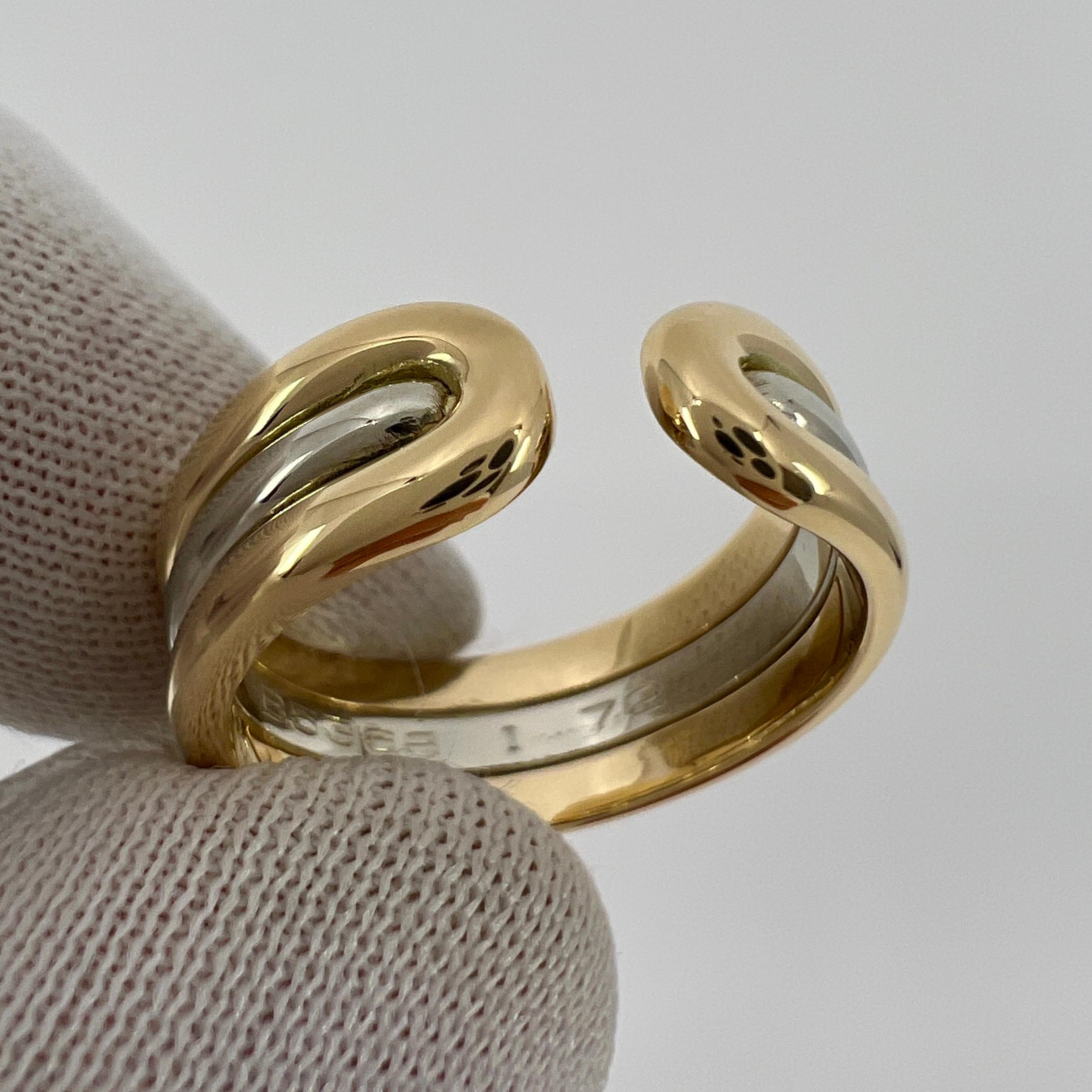 Round Cut Vintage Van Cleef & Arpels 18k White & Yellow Gold Open Band Ring