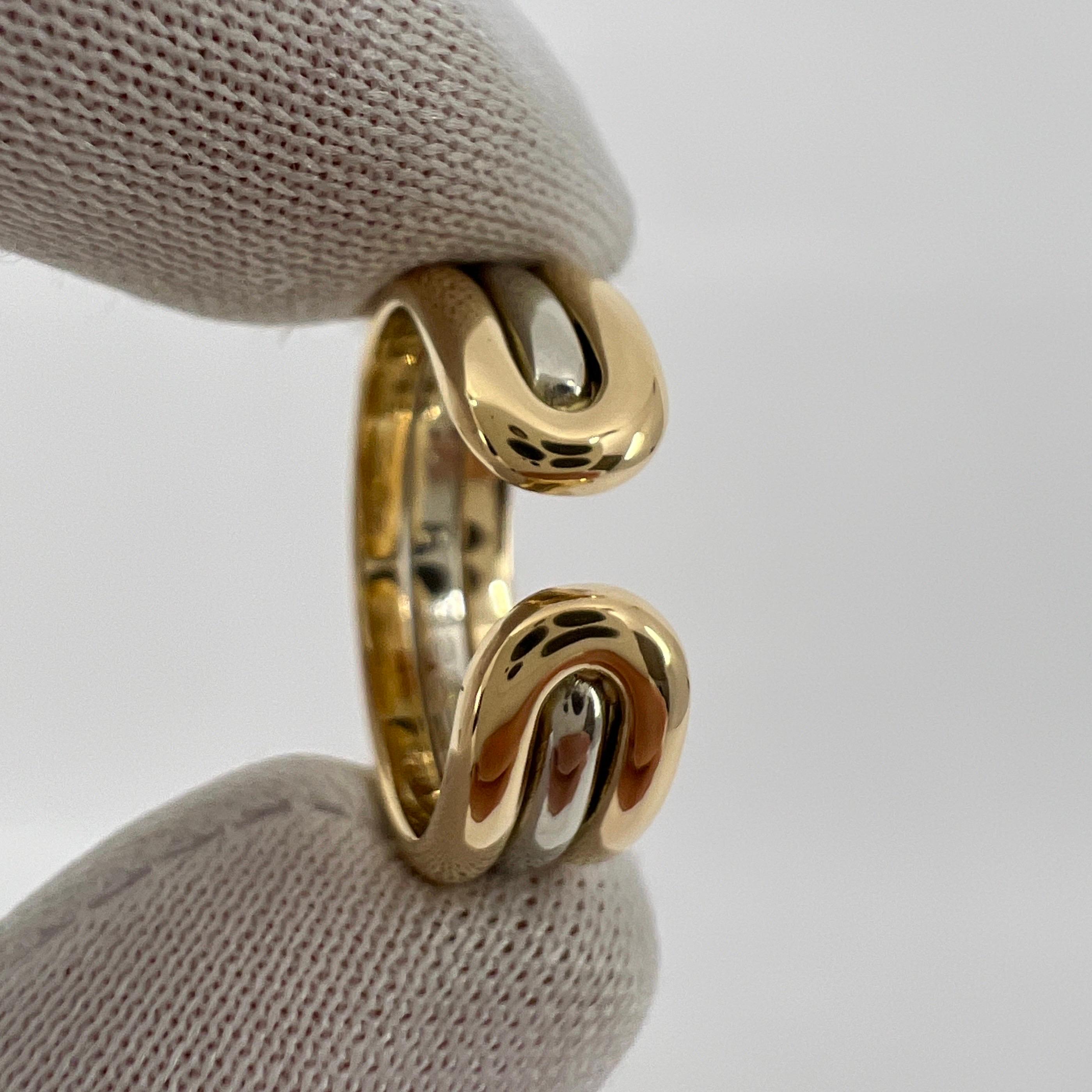 Women's or Men's Vintage Van Cleef & Arpels 18k White & Yellow Gold Open Band Ring
