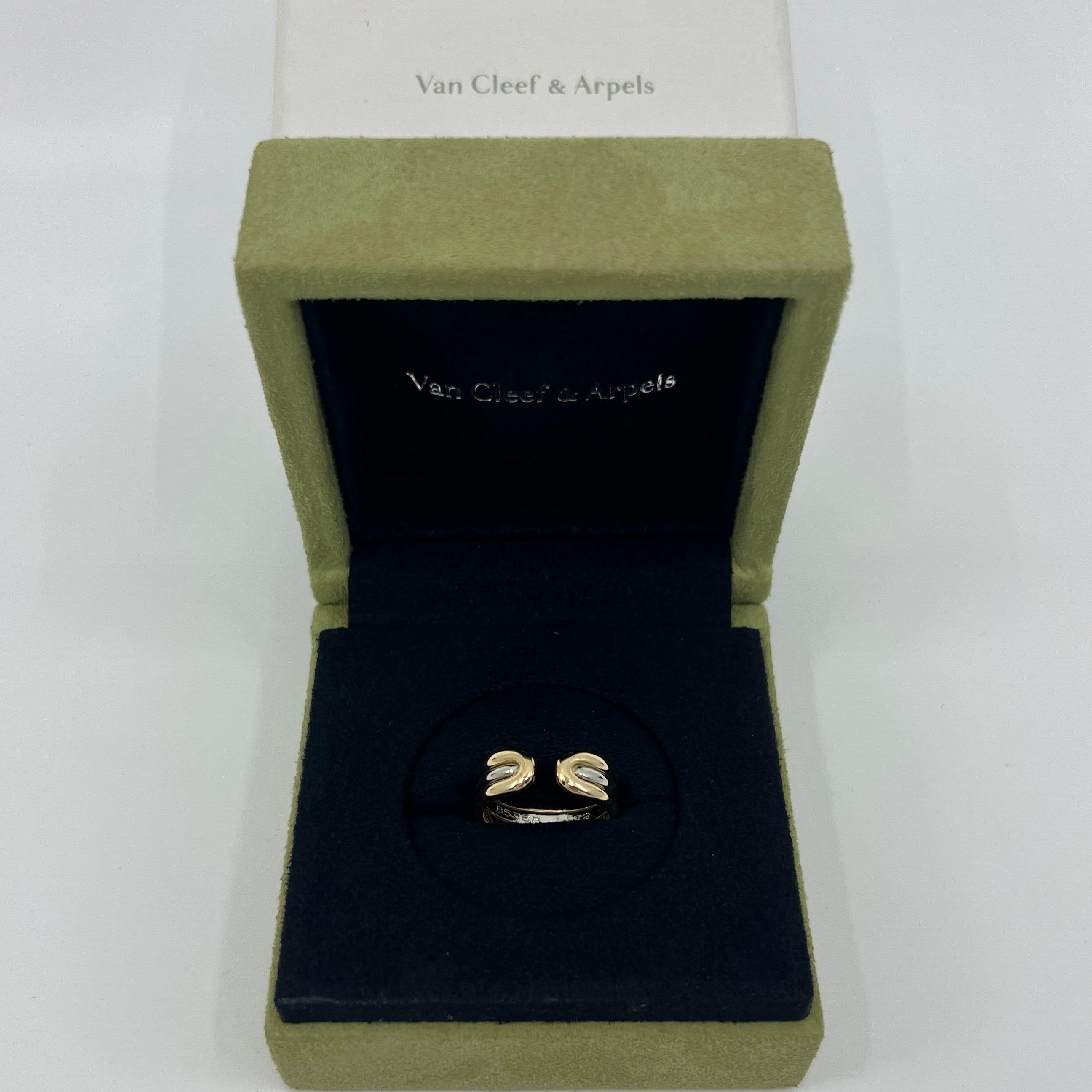Vintage Van Cleef & Arpels 18k White & Yellow Gold Open Band Ring 2
