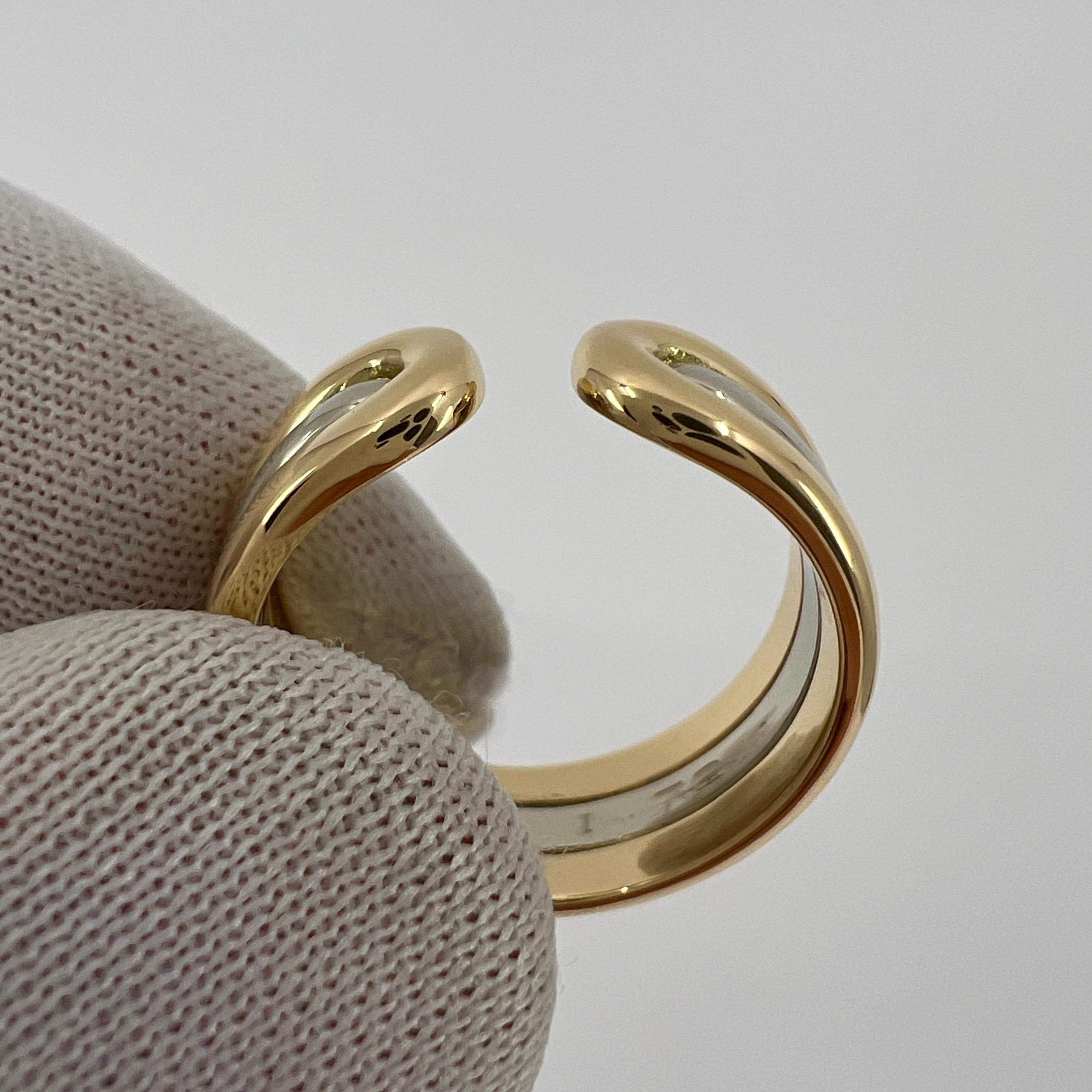 Vintage Van Cleef & Arpels 18k White & Yellow Gold Open Band Ring 3