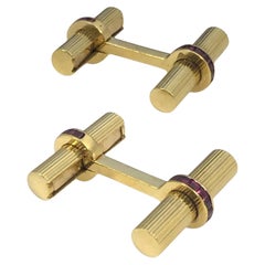 Vintage Van Cleef & Arpels 18K Yellow Gold and Ruby set Cufflinks