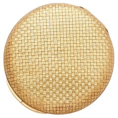 Van Cleef & Arpels miroir compact vintage en or jaune 18 carats tissé en panier, 3,25 pouces