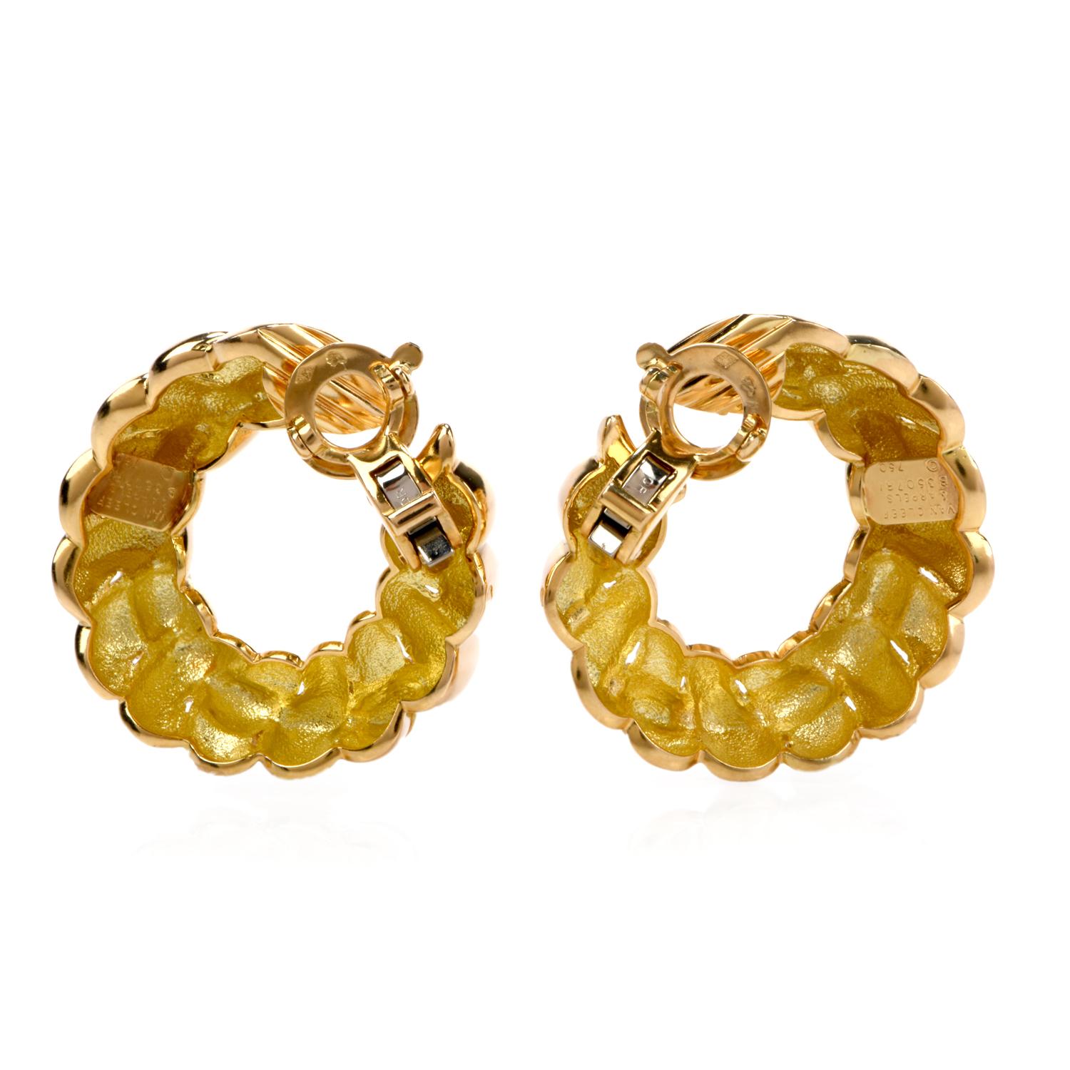 Vintage Van Cleef & Arpels 18 Karat Gelbgold Clip-On Hoop VCA Ohrringe (Moderne)