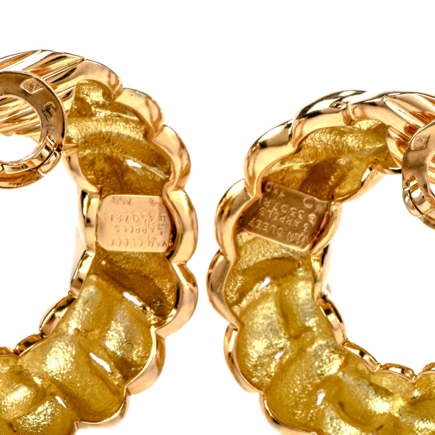 Vintage Van Cleef & Arpels 18 Karat Gelbgold Clip-On Hoop VCA Ohrringe im Zustand „Hervorragend“ in Miami, FL