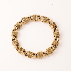Vintage Van Cleef & Arpels 18K Yellow Gold Rope Barrel Link Bracelet