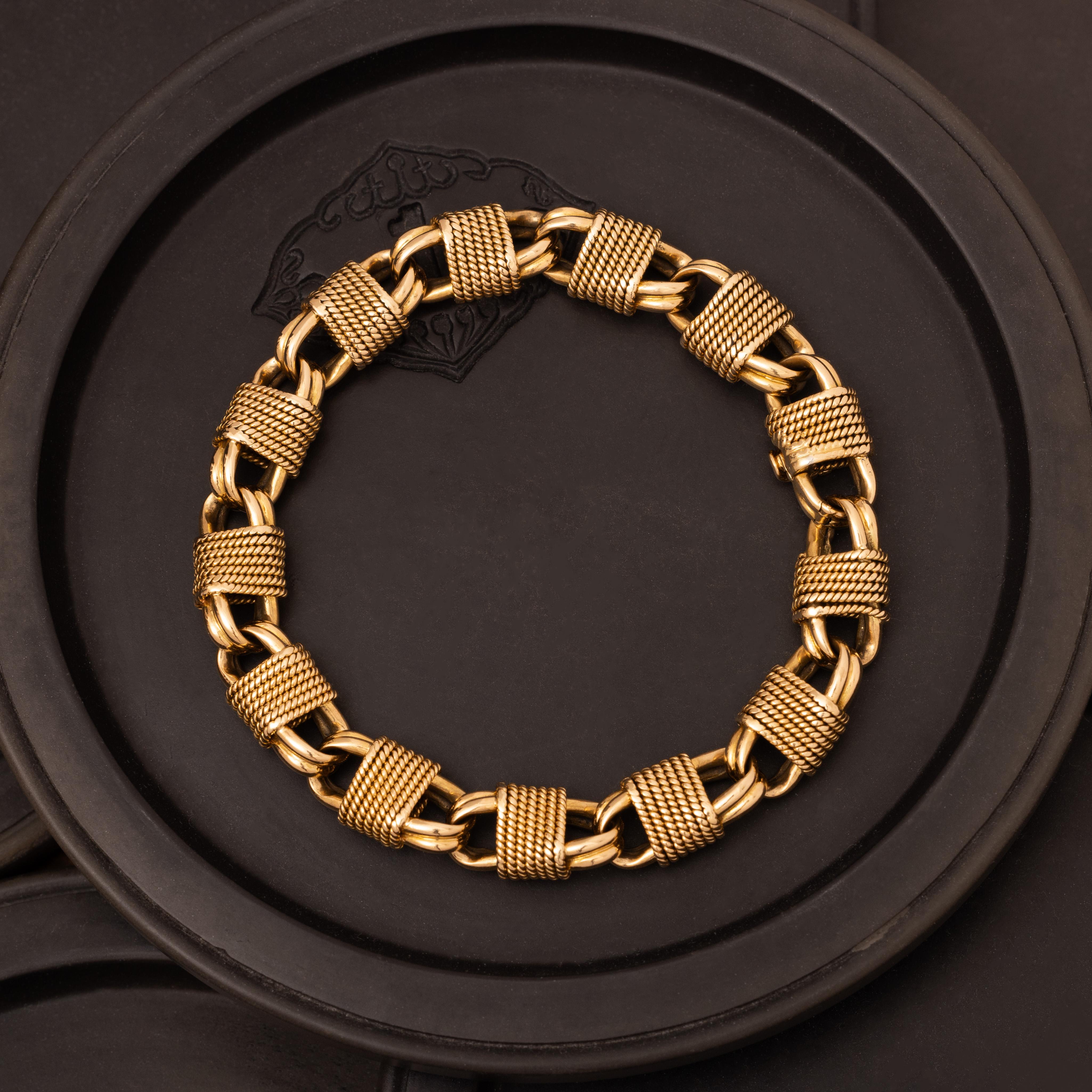 Vintage Van Cleef & Arpels 18K Yellow Gold Rope Barrel Link Bracelet 2