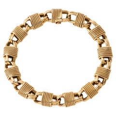 Vintage Van Cleef & Arpels 18K Yellow Gold Rope Barrel Link Bracelet