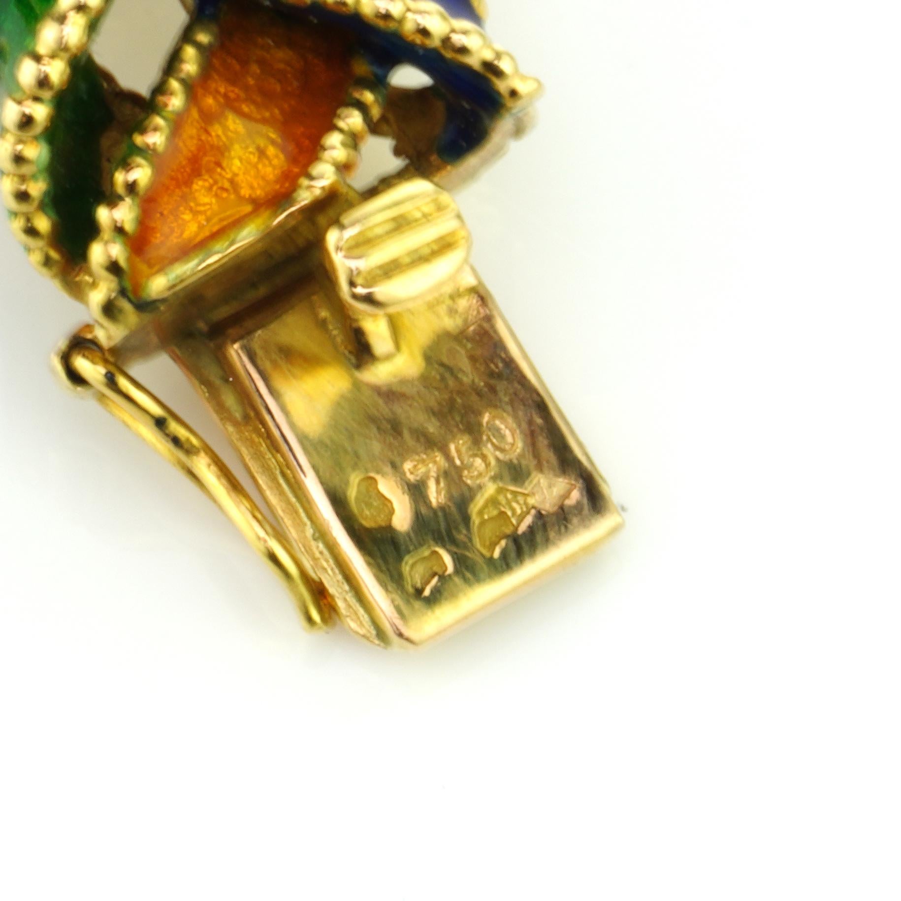Vintage Van Cleef & Arpels 18kt. Yellow Gold, and Enamel Plait Design Bracelet 8