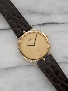 Vintage Van Cleef & Arpels 1980s Manual Wind Champagne Dial 18K Yellow Gold Diam