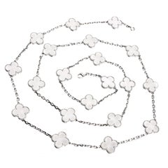 Vintage Van Cleef & Arpels  Alhambra 20 Motif Necklace – White Gold Mother of Pe