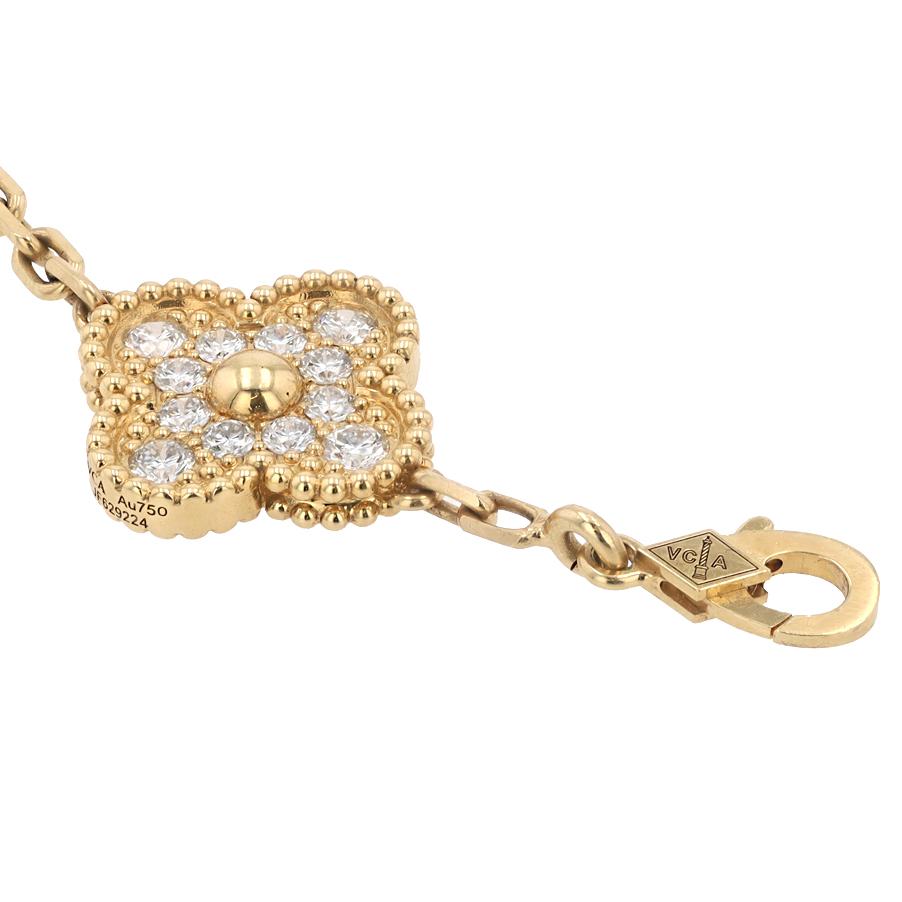 Vintage Van Cleef & Arpels Alhambra 5 Motif Diamant or jaune 18k en vente 1