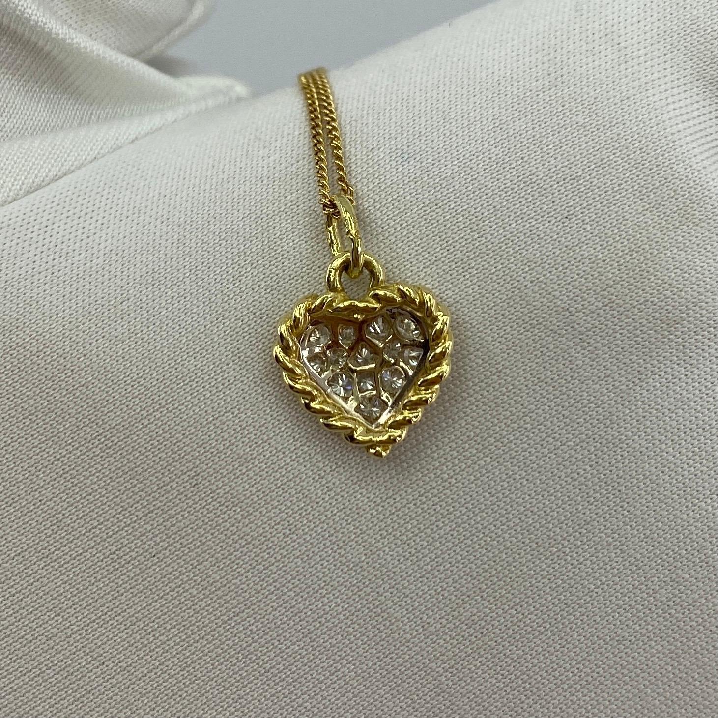 Vintage Van Cleef & Arpels Alhambra Diamond 18 Karat Gold Heart Pendant Necklace 6
