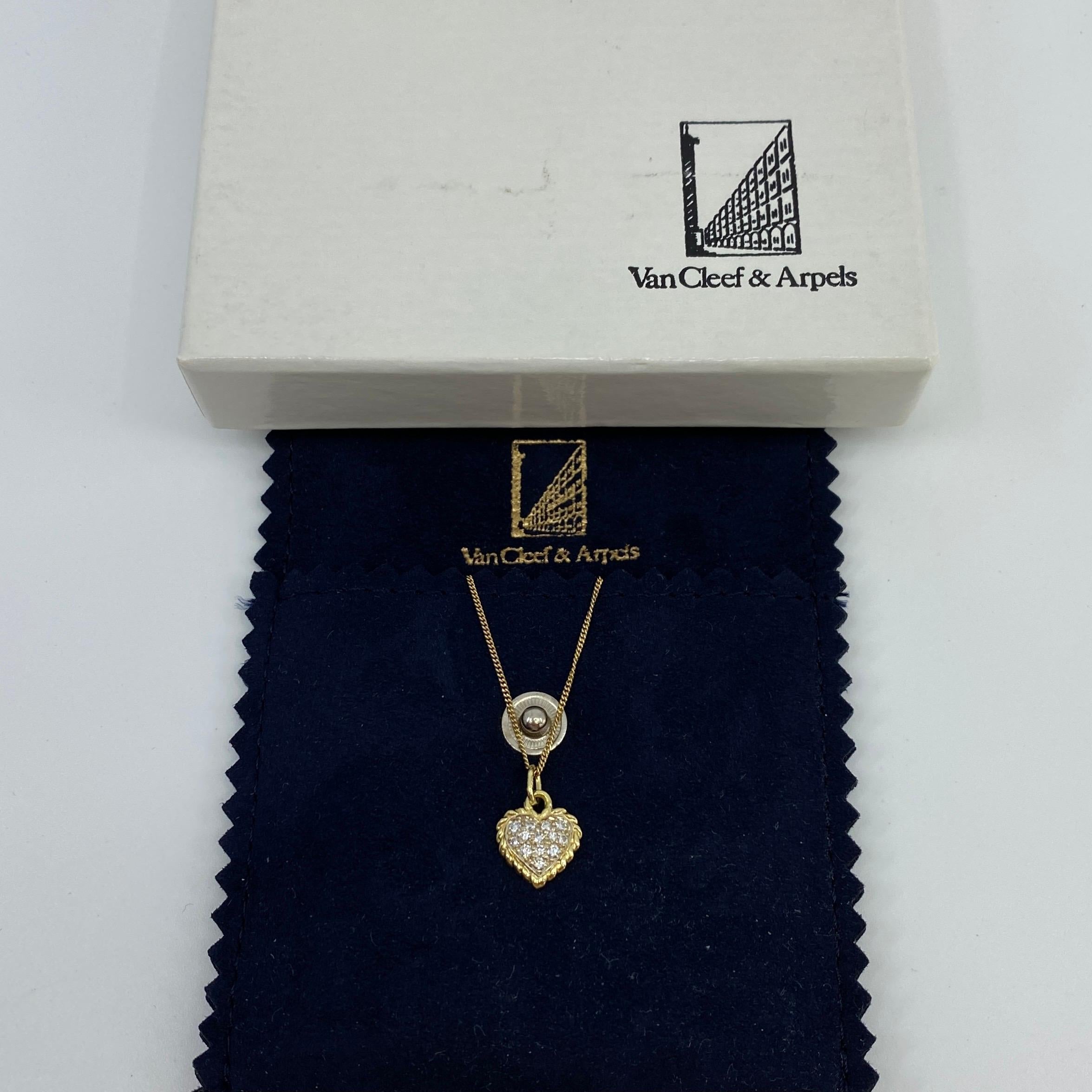 Vintage Van Cleef & Arpels Alhambra Diamond 18 Karat Gold Heart Pendant Necklace 1