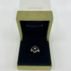 Vintage Van Cleef & Arpels Alhambra Onyx & Diamond Flower 18k Yellow Gold Ring