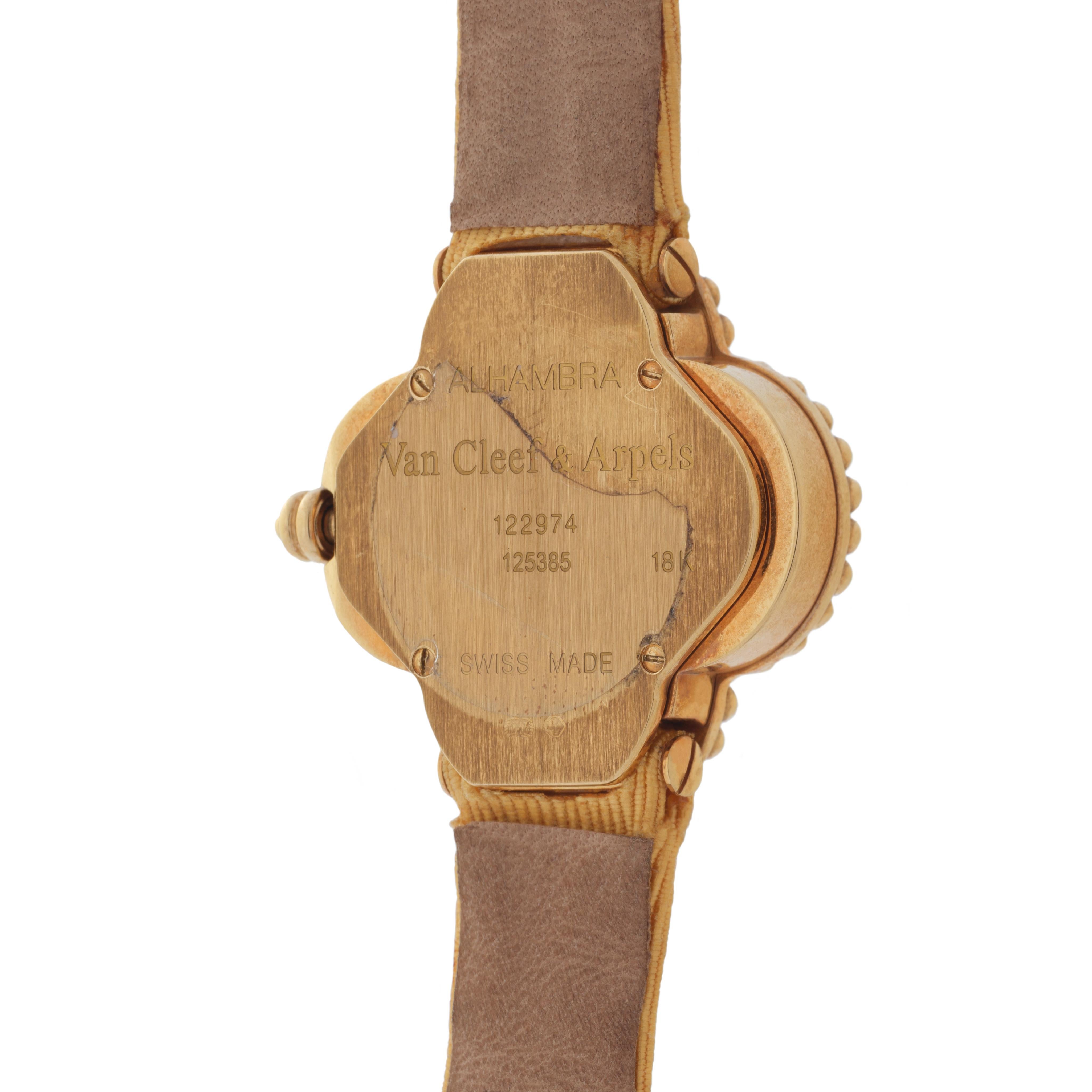 Vintage Van Cleef & Arpels Montre Alhambra Model No 129974 18 Karat Yellow Full-Set en vente 1