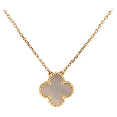Vintage Van Cleef & Arpels Alhambra Halskette aus Gelbgold und Perlmutt