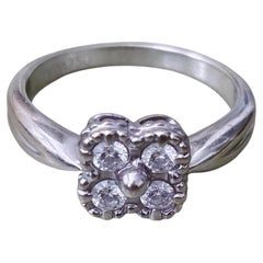 Vintage Van Cleef & Arpels Arno Alhambra Diamond 18k White Gold Ring